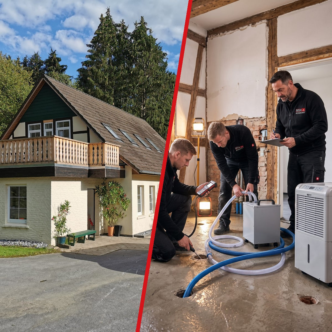 Schadenhaus in Hüllhorst und Praxistag Trocknungstechnik
